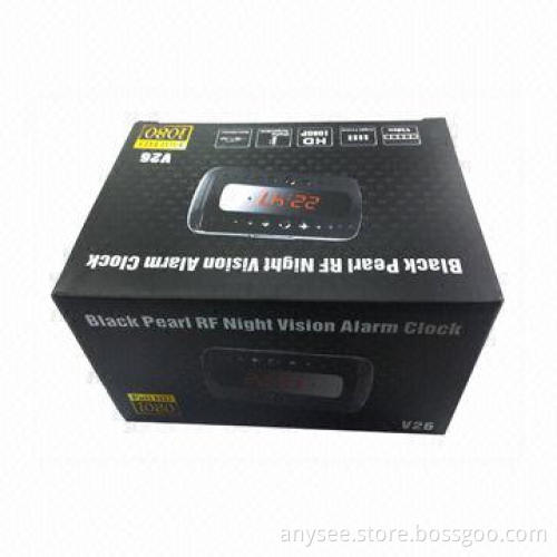 Black pearl clock hidden camera with high resolution and long work time
